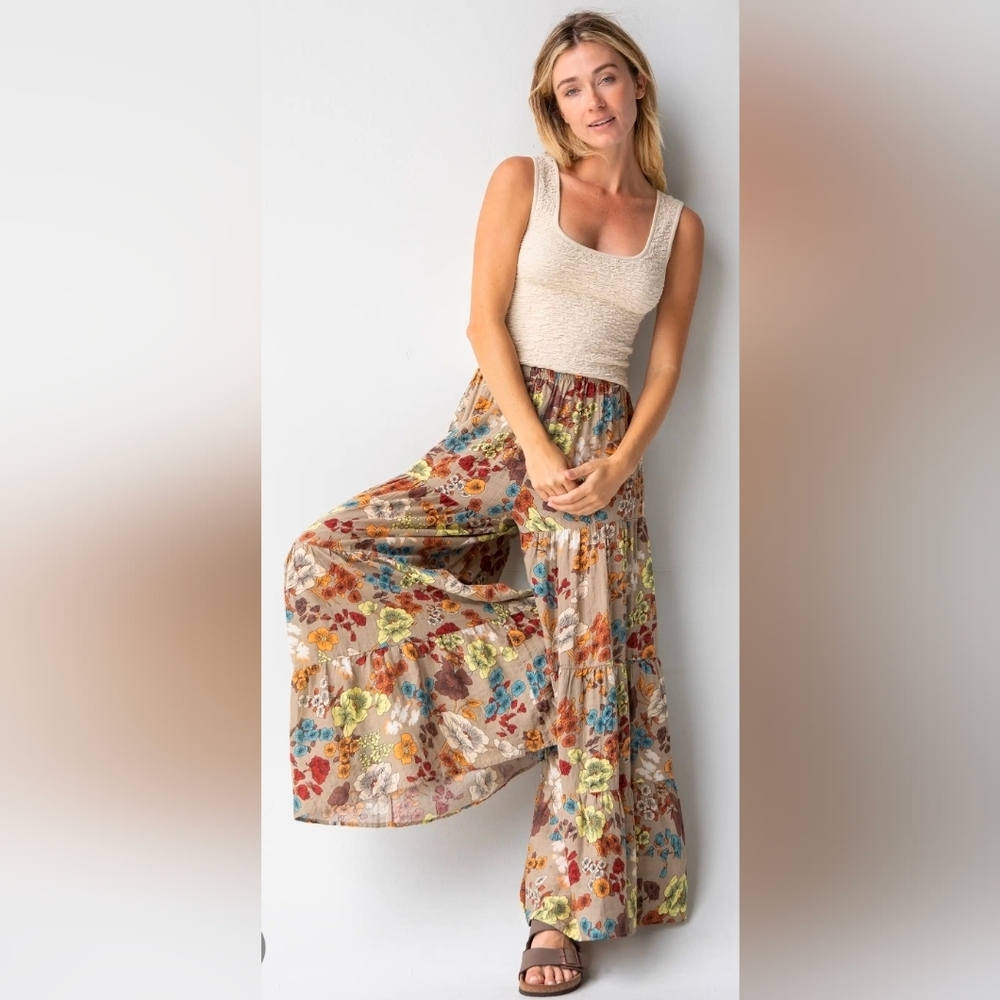 Natural Life Palazzo Pants Cream Floral